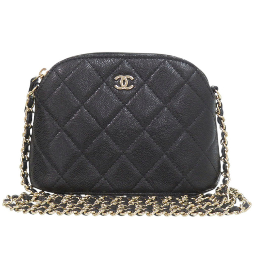 Chanel Matelassé Mini AP4000 Coco Mark Caviar Skin Black Random Seal Gold Har...